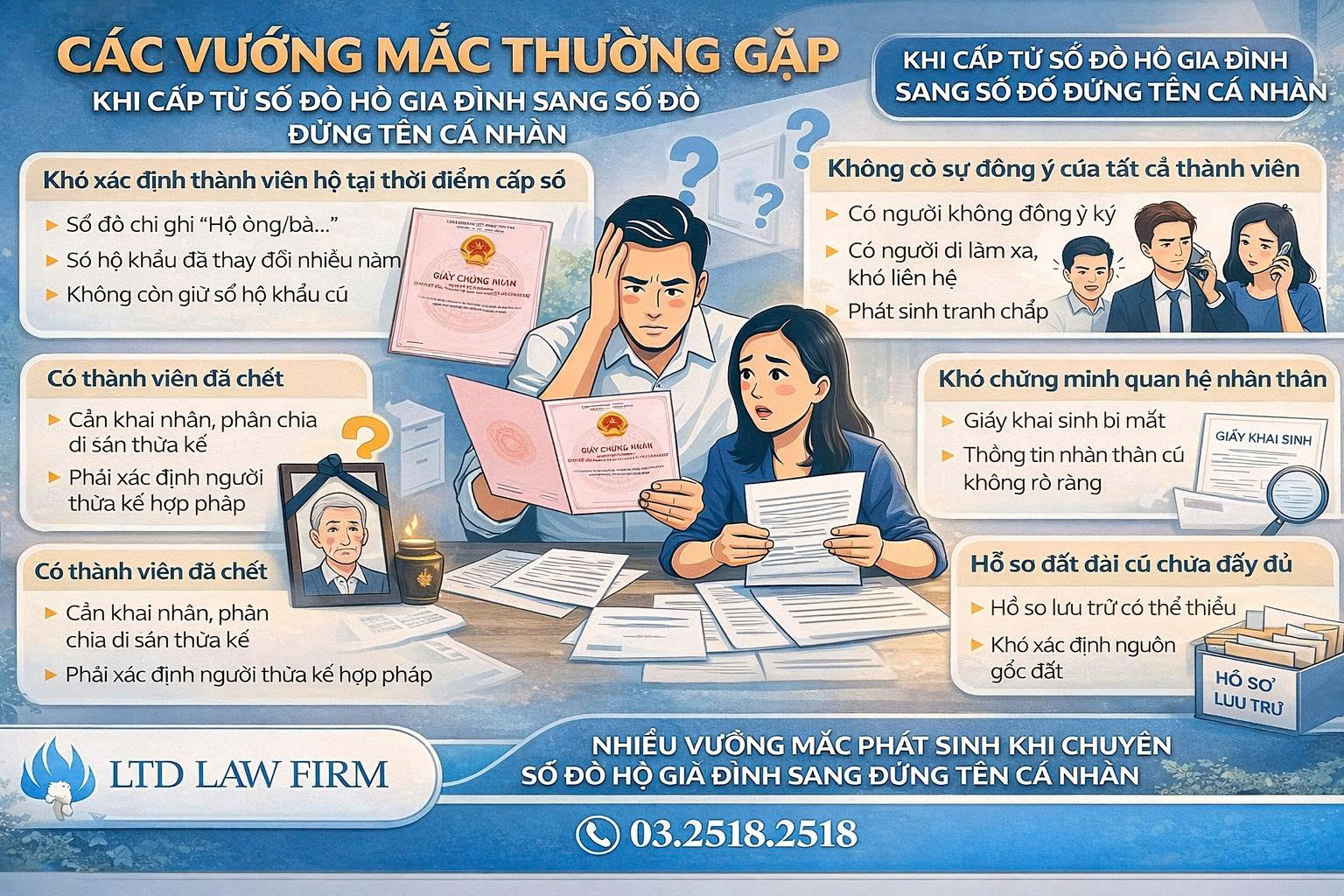 CÁC VƯỚNG MẮC THƯỜNG GẶP KHI CẤP TỪ SỔ ĐỎ HỘ GIA ĐÌNH SANG SỔ ĐỎ ĐỨNG TÊN CÁ NHÂN