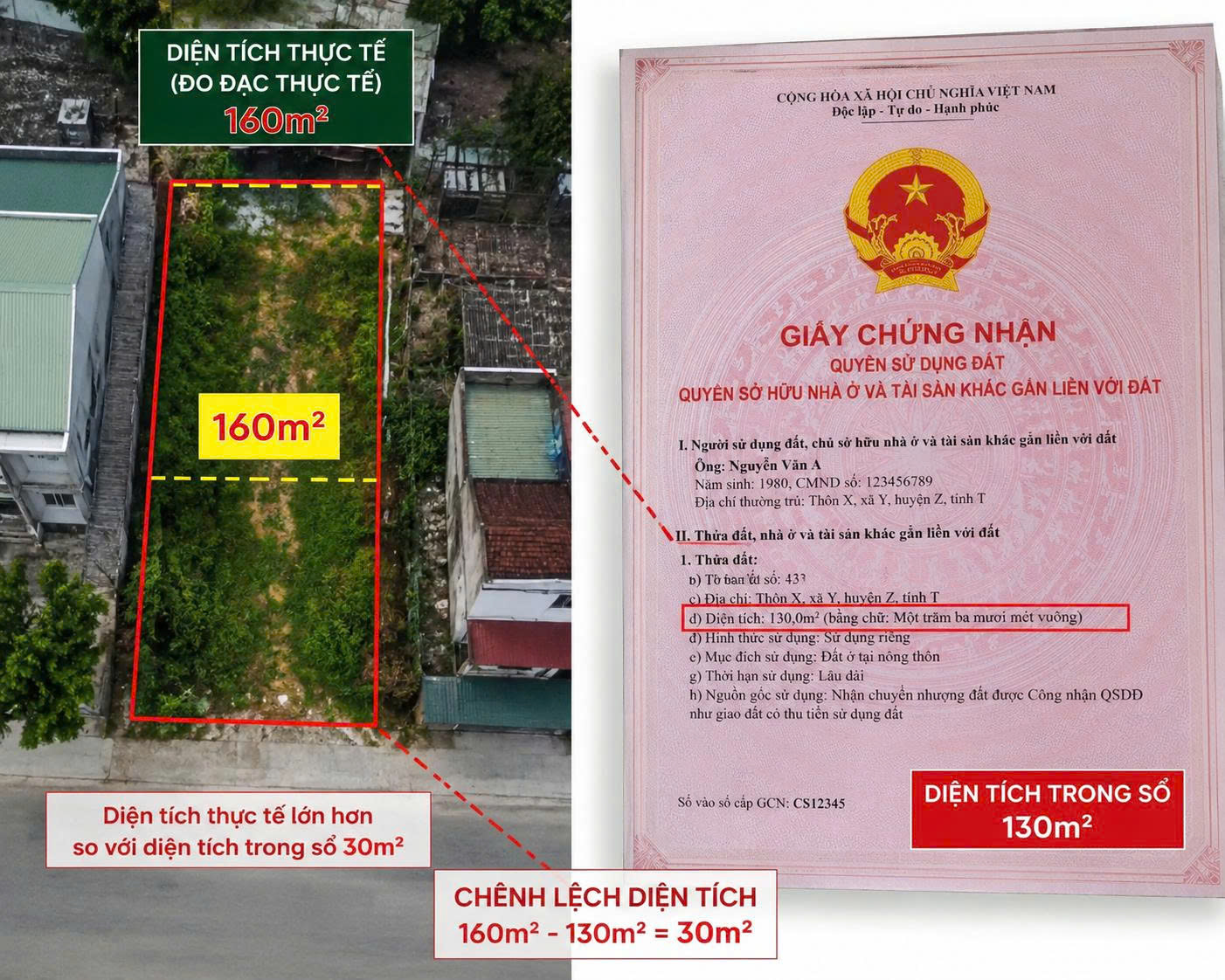 CẦN LÀM GÌ ĐỂ BẢO ĐẢM QUYỀN LỢI KHI ĐẤT ĐÃ CÓ SỔ VÀ DIỆN TÍCH TĂNG 