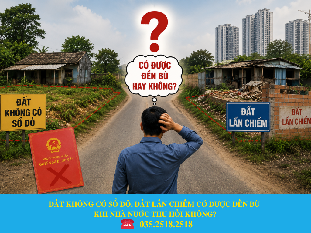 ĐẤT KHÔNG CÓ SỔ ĐỎ, ĐẤT LẤN CHIẾM CÓ ĐƯỢC ĐỀN BÙ KHI NHÀ NƯỚC THU HỒI KHÔNG?