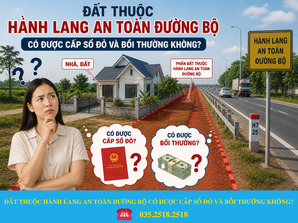 ĐẤT THUỘC HÀNH LANG AN TOÀN ĐƯỜNG BỘ CÓ ĐƯỢC CẤP SỔ ĐỎ VÀ BỒI THƯỜNG KHÔNG?