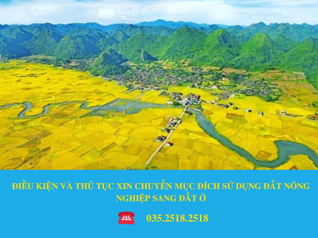 ĐIỀU KIỆN VÀ THỦ TỤC XIN CHUYỂN MỤC ĐÍCH SỬ DỤNG ĐẤT NÔNG NGHIỆP SANG ĐẤT Ở