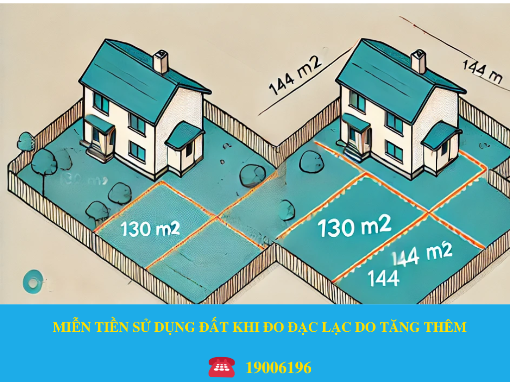 MIỄN TIỀN SỬ DỤNG ĐẤT KHI ĐO ĐẠC LẠI CÓ DIỆN TÍCH ĐẤT TĂNG THÊM