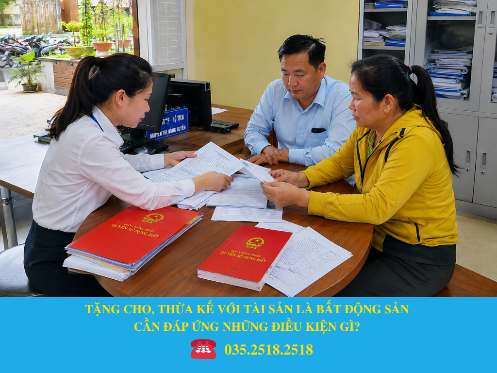 TẶNG CHO, THỪA KẾ VỚI TÀI SẢN LÀ BẤT ĐỘNG SẢN  CẦN ĐÁP ỨNG NHỮNG ĐIỀU KIỆN GÌ?