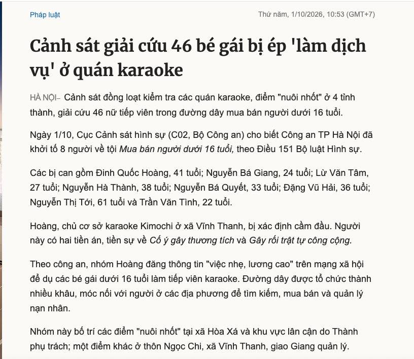 TỪ “TRẠI BUÔN NGƯỜI” TRÊN MÀN ẢNH ĐẾN VỤ 46 BÉ GÁI BỊ ÉP “LÀM DỊCH VỤ” Ở QUÁN KARAOKE
